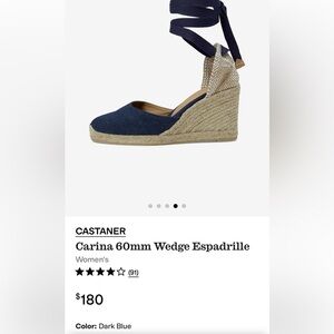 Castañer Carina Navy Lace Up Espadrille Wedge 60mm